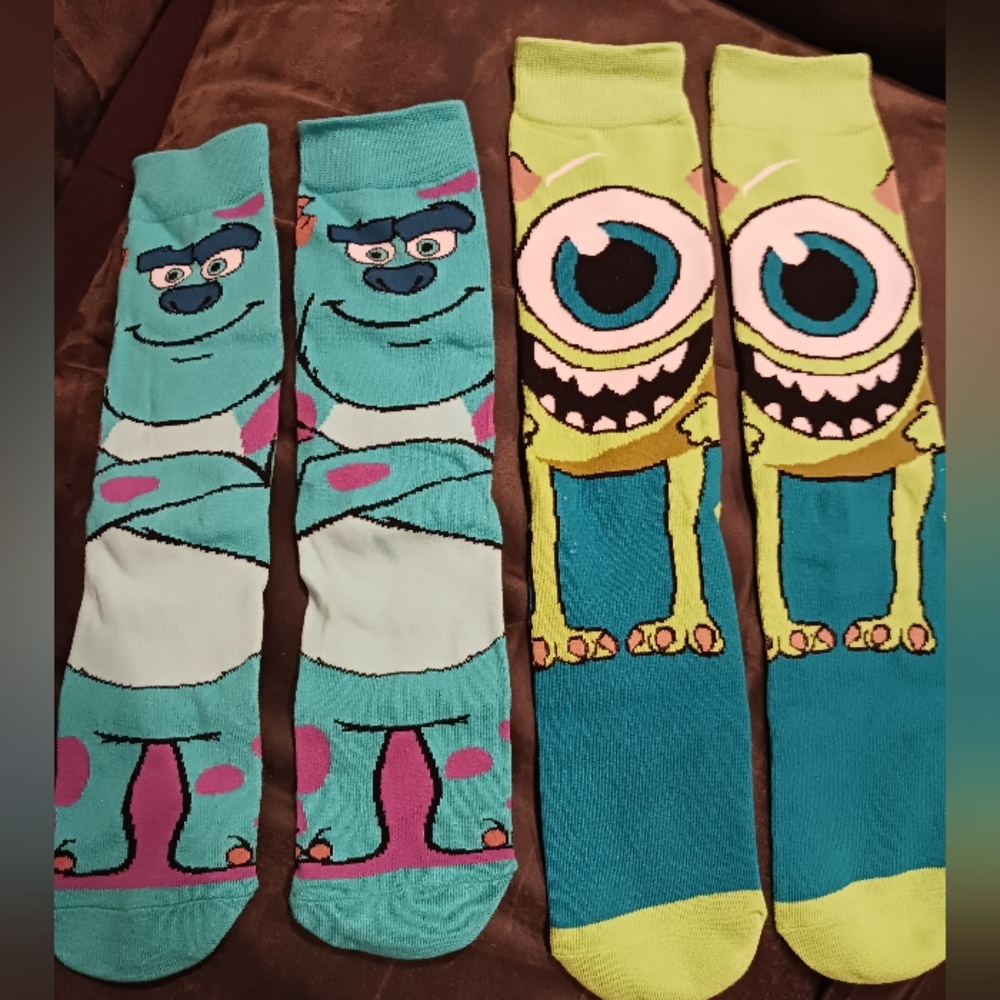 Disney Pixar Monsters Inc. Mike Wazowski Sulley Sullivan Socks